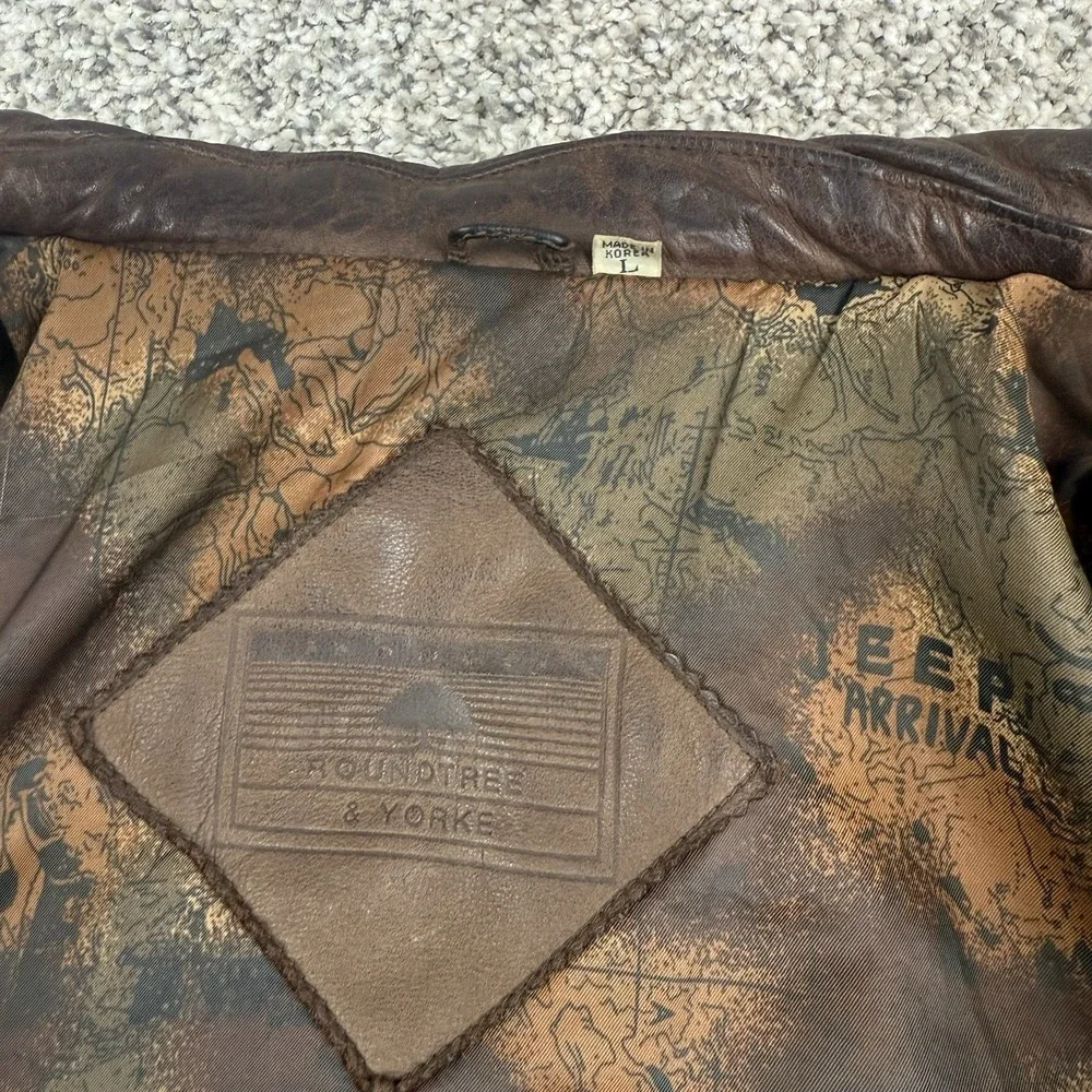 VTG Roundtree & Yorke Leather Bomber Jacket Mens L Aviator A2 Flight Distressed